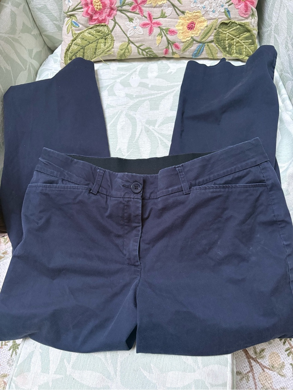 Kim Rogers Navy Straight-Leg Pull-On Pants